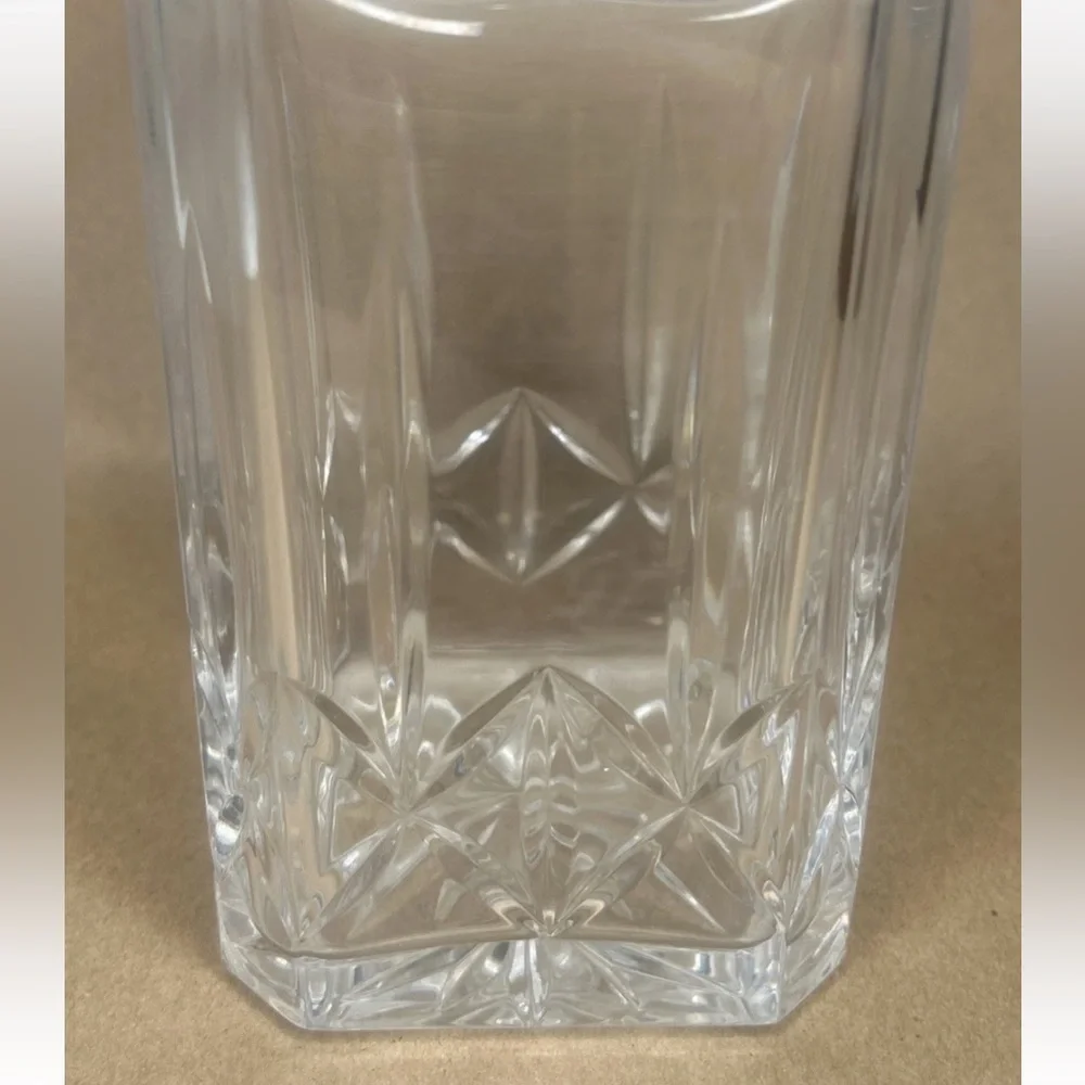 Vintage Atlantis Square Cut Lead Crystal Whiskey Decanter W Stopper 10” Marked